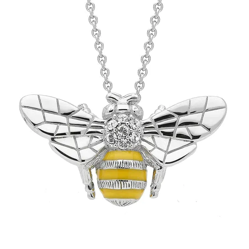 Sterling Silver Swarovski Crystal Enamel Bee Three Piece Set