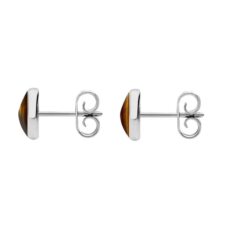Sterling Silver Tigers Eye 6mm Classic Medium Round Stud Earrings