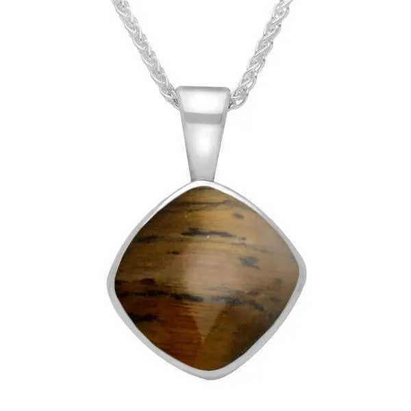 Sterling Silver Tigers Eye Cushion Shaped Necklace