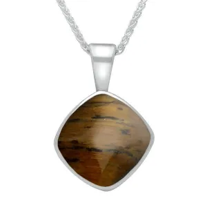 Sterling Silver Tigers Eye Cushion Shaped Necklace