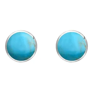 Sterling Silver Turquoise 8mm Classic Large Round Stud Earrings