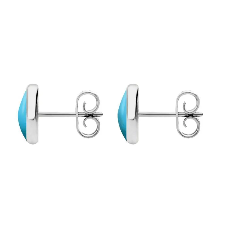 Sterling Silver Turquoise 8mm Classic Large Round Stud Earrings