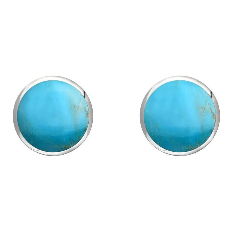 Sterling Silver Turquoise 8mm Classic Large Round Stud Earrings