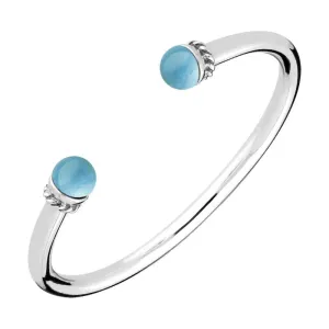 Sterling Silver Turquoise Bead Torc Twist Bangle
