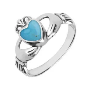 Sterling Silver Turquoise Claddagh Set Ring