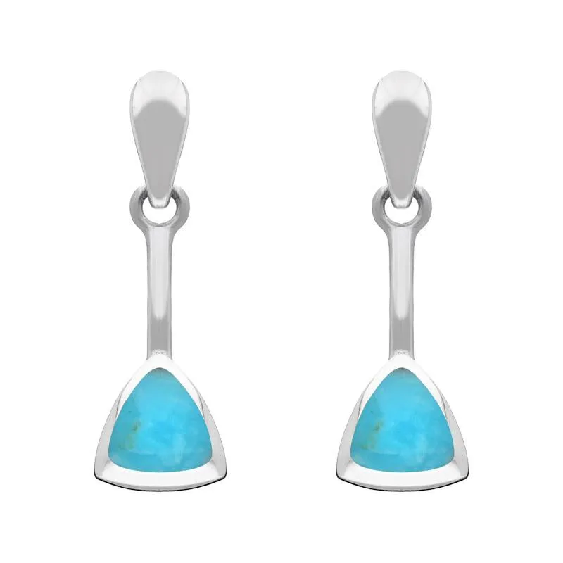Sterling Silver Turquoise Curved Triangle Drop Earrings
