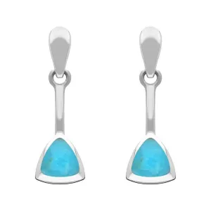 Sterling Silver Turquoise Curved Triangle Drop Earrings