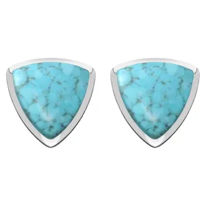Sterling Silver Turquoise Curved Triangle Stud Earrings