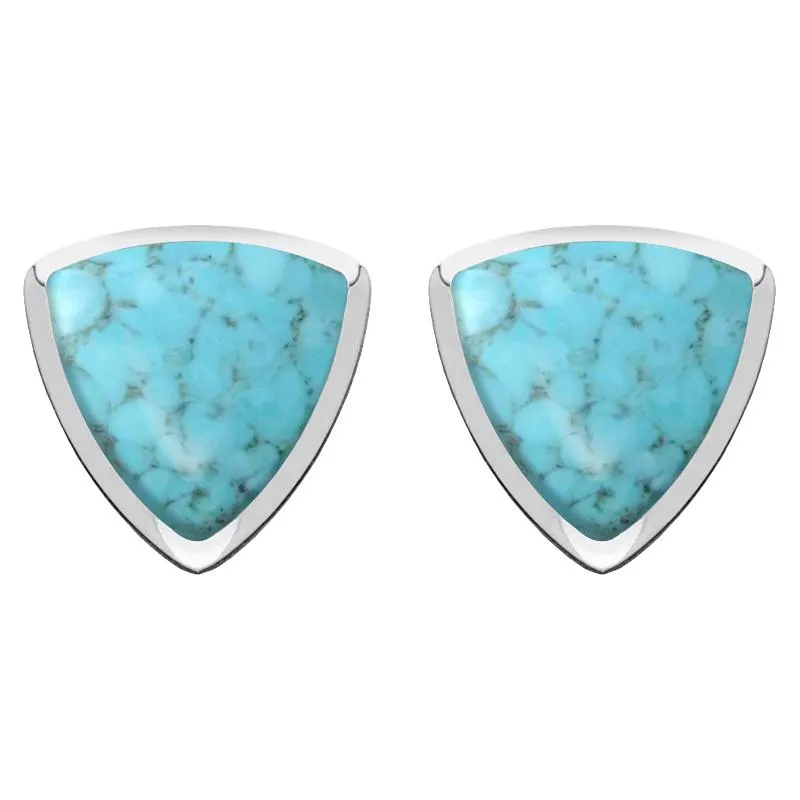 Sterling Silver Turquoise Curved Triangle Stud Earrings