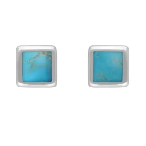 Sterling Silver Turquoise Dinky Square Stud Earrings