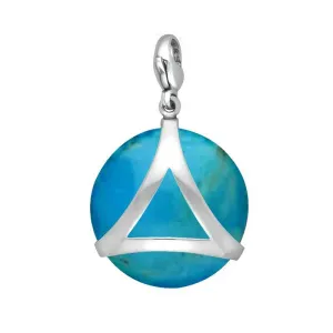 Sterling Silver Turquoise Disc Open Triangle Large Charm D