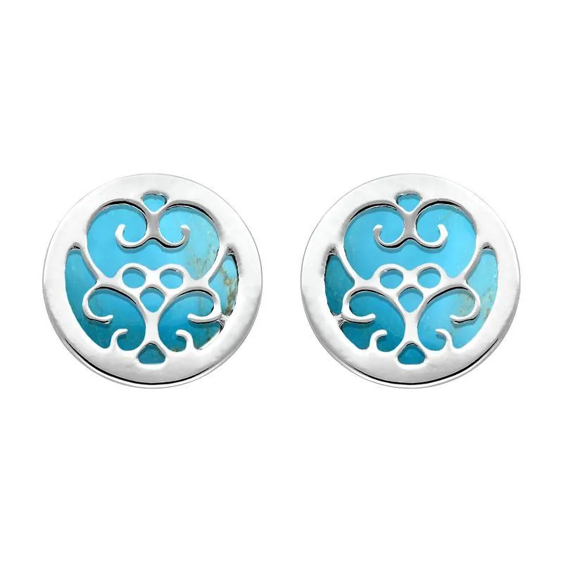 Sterling Silver Turquoise Flore Filigree Earrings