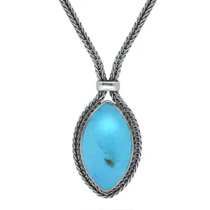 Sterling Silver Turquoise Foxtail Marquise Necklace D