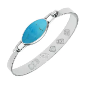 Sterling Silver Turquoise Hallmark Wide Oval Bangle