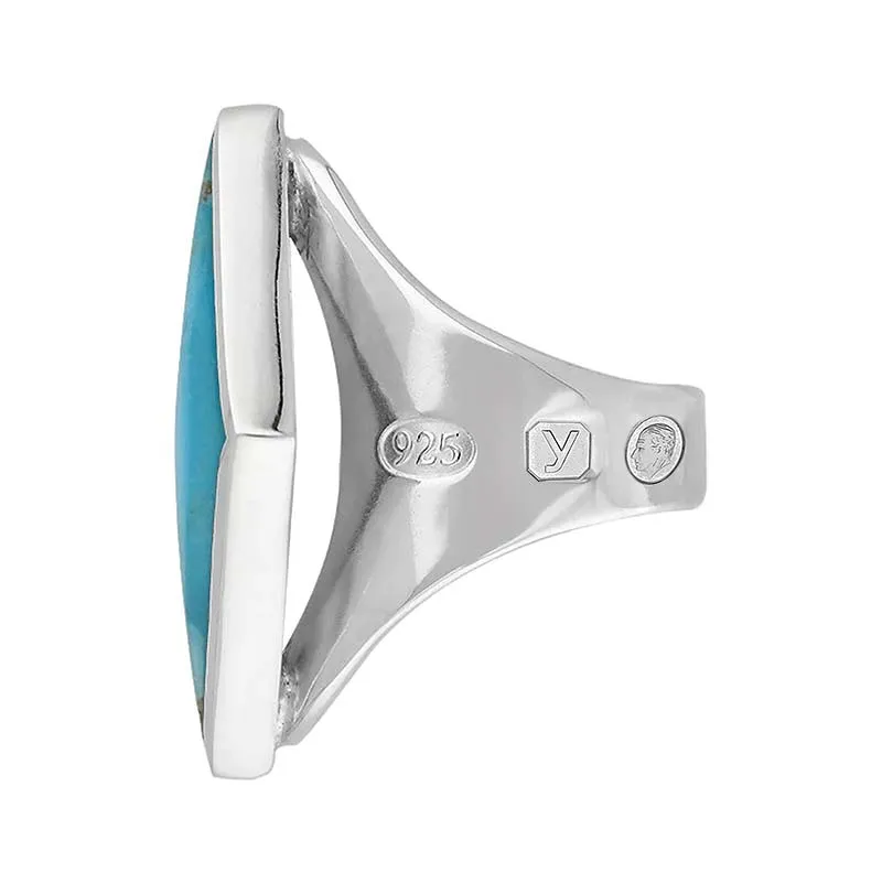 Sterling Silver Turquoise King's Coronation Hallmark Medium Rhombus Ring D