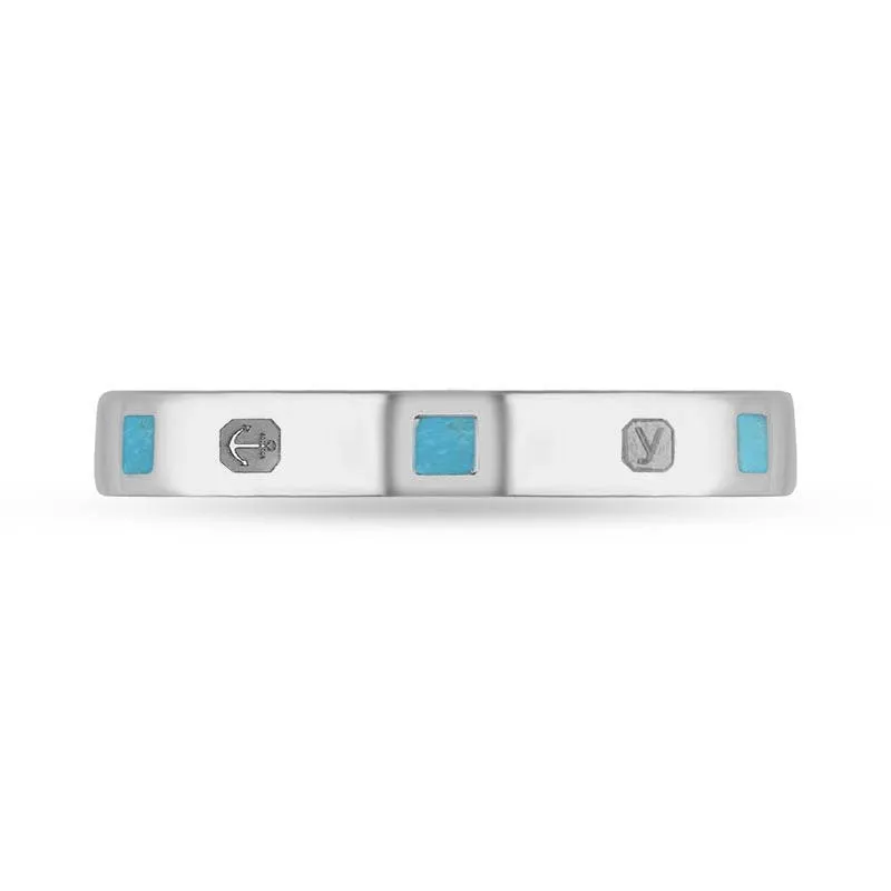 Sterling Silver Turquoise King's Coronation Hallmark Princess Cut 3mm Ring D