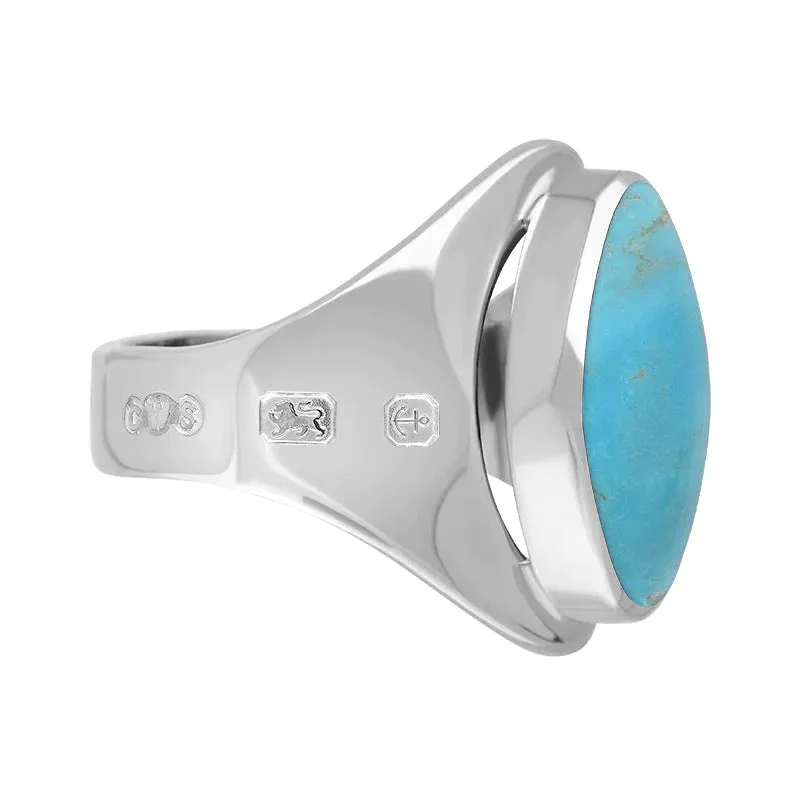 Sterling Silver Turquoise King's Coronation Hallmark Small Oval Ring D