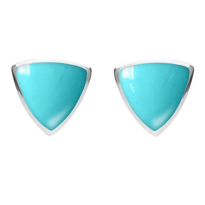 Sterling Silver Turquoise Large Curved Triangle Stud Earrings
