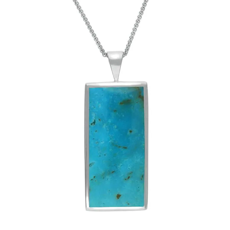 Sterling Silver Turquoise Large Oblong Necklace
