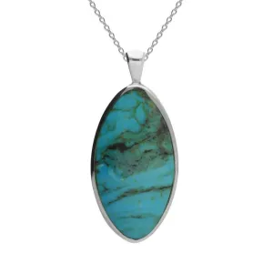 Sterling Silver Turquoise Large Oval Necklace