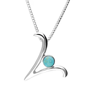 Sterling Silver Turquoise Love Letters Initial V Necklace