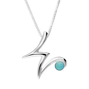 Sterling Silver Turquoise Love Letters Initial W Necklace