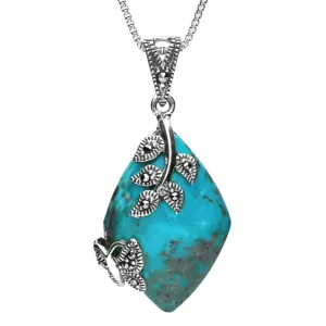 Sterling Silver Turquoise Marcasite Butterfly Necklace