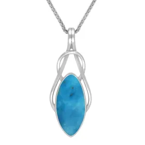 Sterling Silver Turquoise Marquise Celtic Twist Necklace