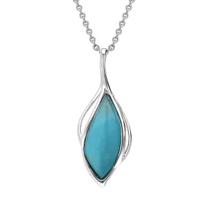 Sterling Silver Turquoise Open Marquise Shaped Necklace