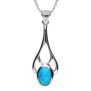 Sterling Silver Turquoise Oval Spoon Necklace