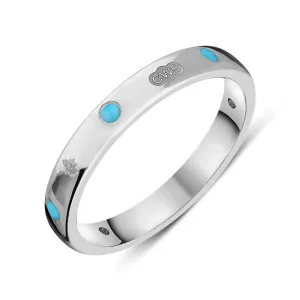 Sterling Silver Turquoise Queen's Jubilee Hallmark 3mm Ring D