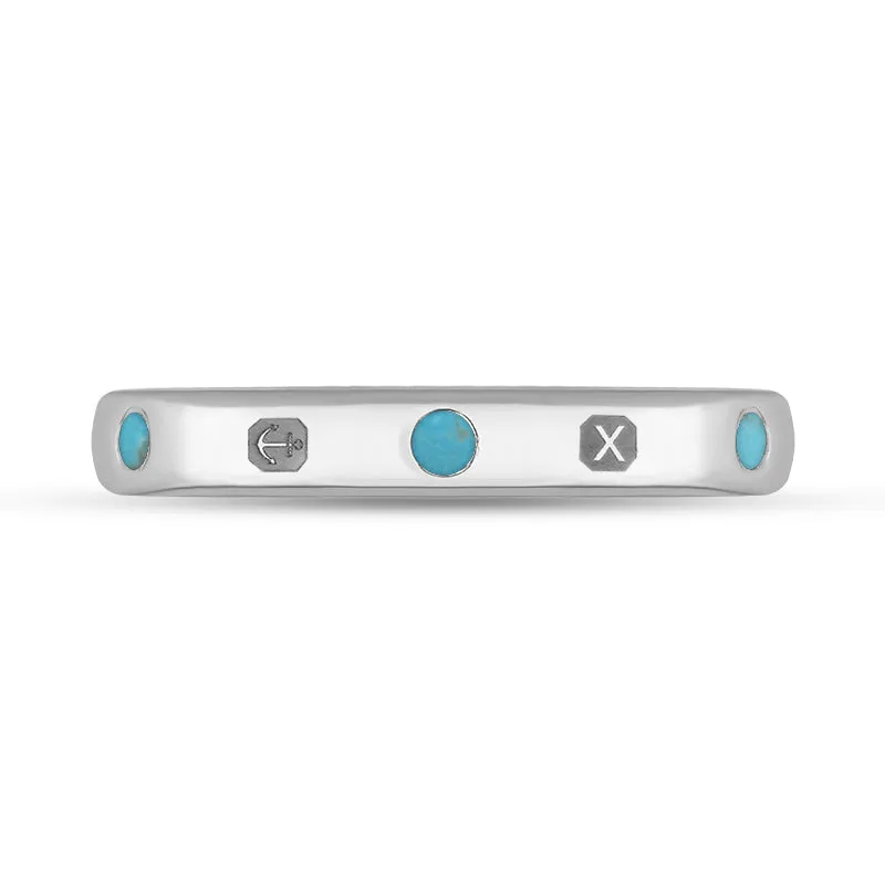 Sterling Silver Turquoise Queen's Jubilee Hallmark 3mm Ring D