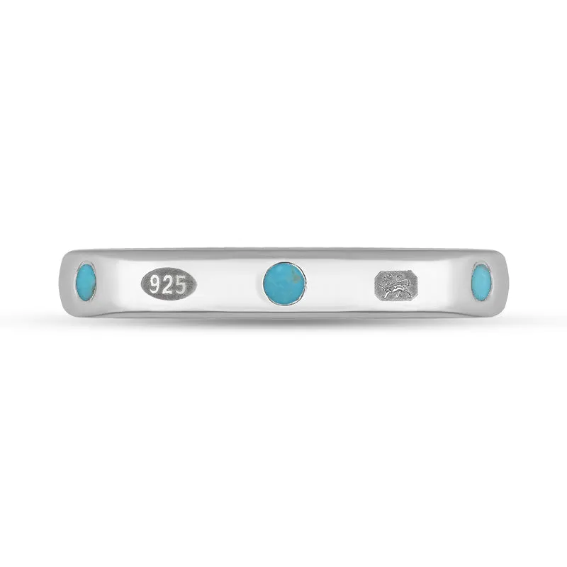 Sterling Silver Turquoise Queen's Jubilee Hallmark 3mm Ring D