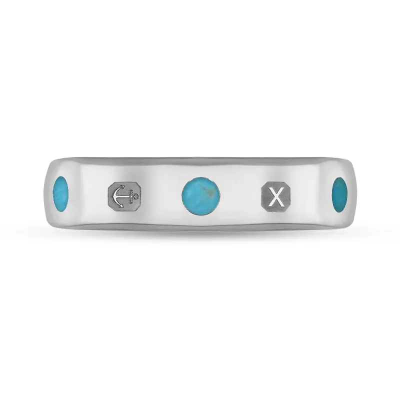 Sterling Silver Turquoise Queen's Jubilee Hallmark 5mm Ring D