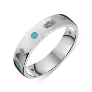 Sterling Silver Turquoise Queen's Jubilee Hallmark 5mm Ring D