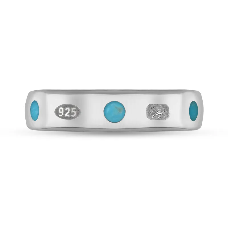 Sterling Silver Turquoise Queen's Jubilee Hallmark 5mm Ring D