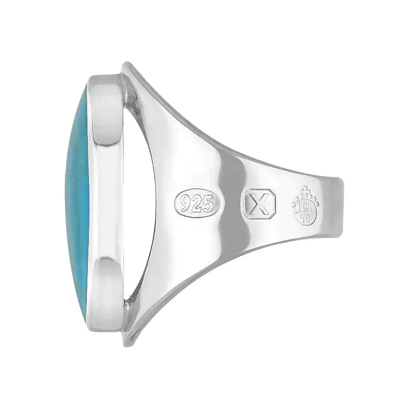Sterling Silver Turquoise Queen's Jubilee Hallmark Medium Oval Ring D