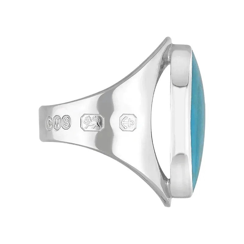 Sterling Silver Turquoise Queen's Jubilee Hallmark Medium Oval Ring D