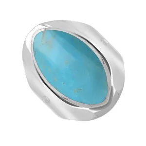 Sterling Silver Turquoise Queen's Jubilee Hallmark Medium Oval Ring D