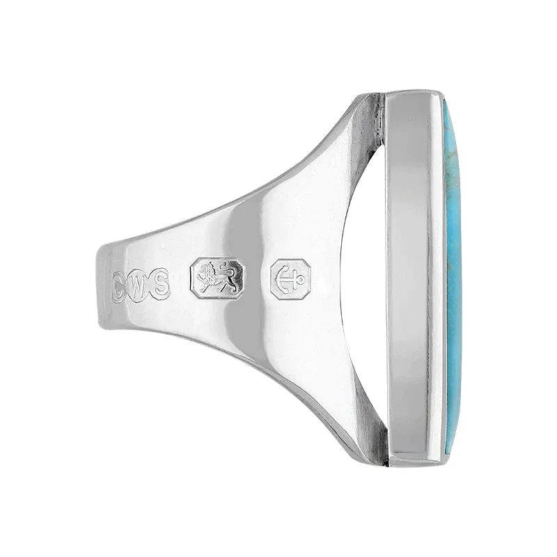 Sterling Silver Turquoise Queen's Jubilee Hallmark Medium Square Ring D