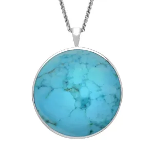 Sterling Silver Turquoise Round Classic Large Necklace