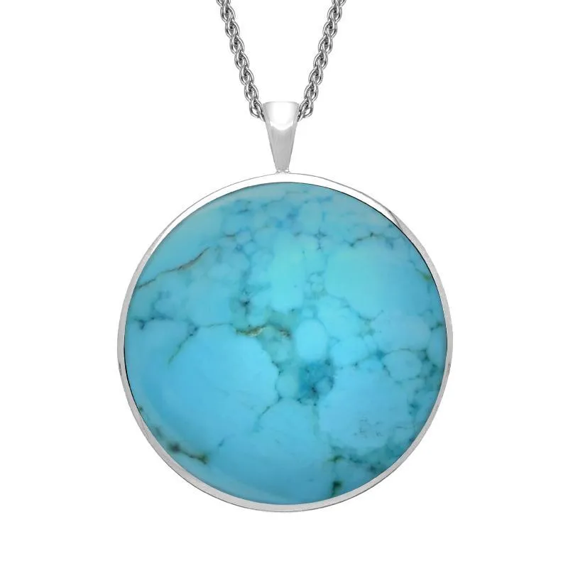 Sterling Silver Turquoise Round Classic Large Necklace