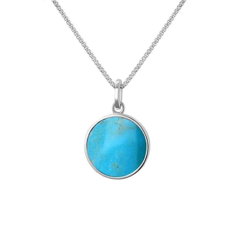 Sterling Silver Turquoise  Zodiac Taurus Round Necklace