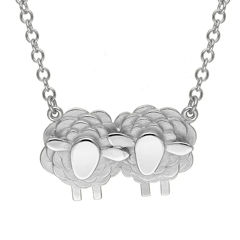 Sterling Silver Two Large Sheep Necklace