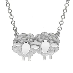 Sterling Silver Two Large Sheep Necklace