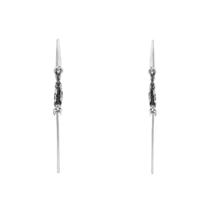 Sterling Silver Upside Down Hanging Bat Hook Earrings
