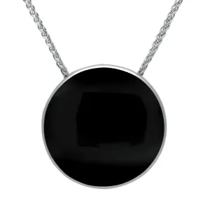 Sterling Silver Whitby Jet 25mm Round Necklace