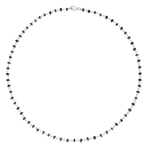 Sterling Silver Whitby Jet 4mm Bead Chain Link Necklace