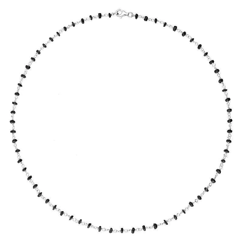 Sterling Silver Whitby Jet 4mm Bead Chain Link Necklace