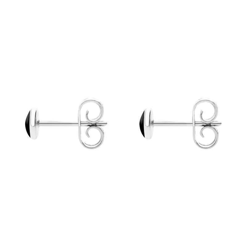 Sterling Silver Whitby Jet 4mm Classic Small Round Stud Earrings